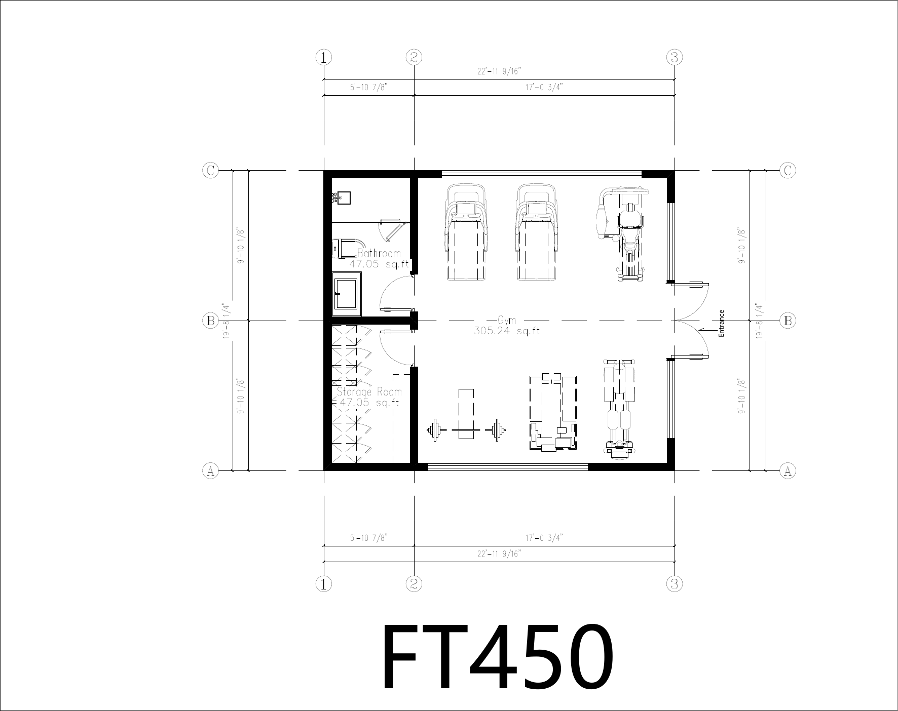 Concept floor plan for the FT450 open flex studio