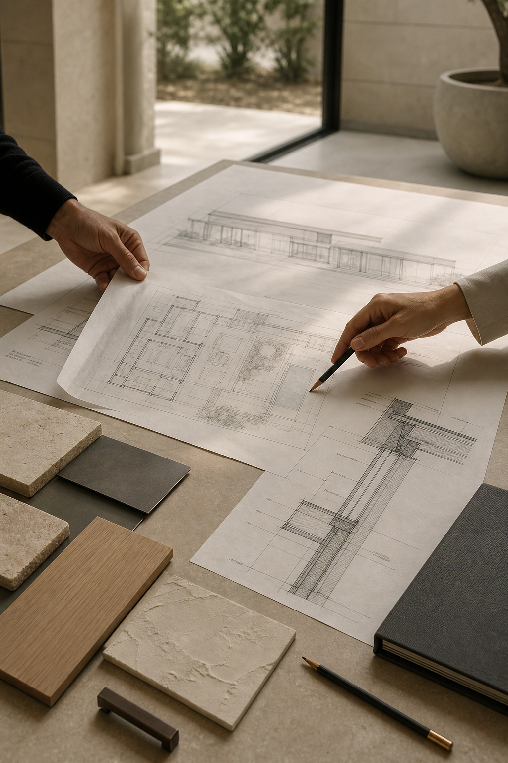 Approved architectural drawings and technical details prepared for engineering review