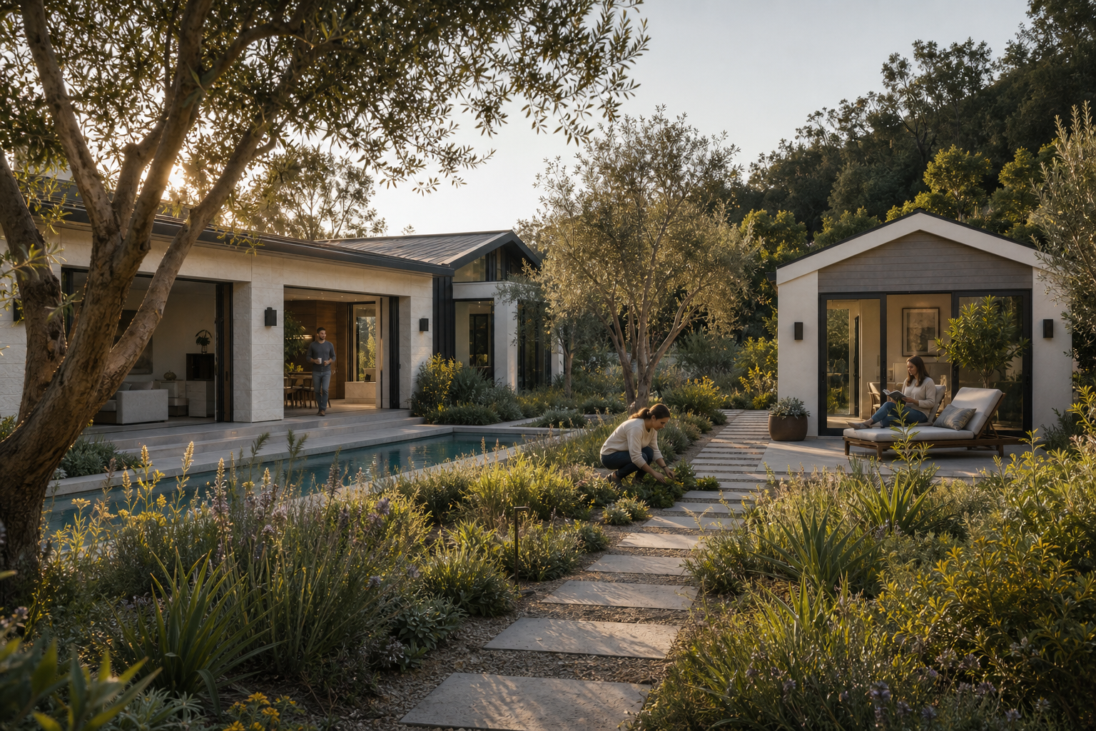 New residential space connected to the wider property through planting and outdoor rooms