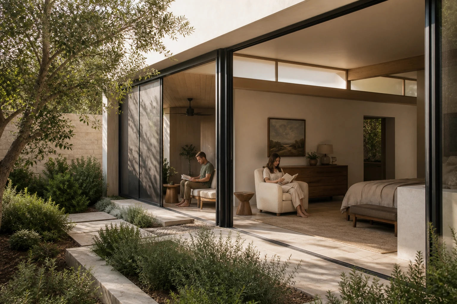 A quiet suite wing connected to the home and facing its own garden outlook