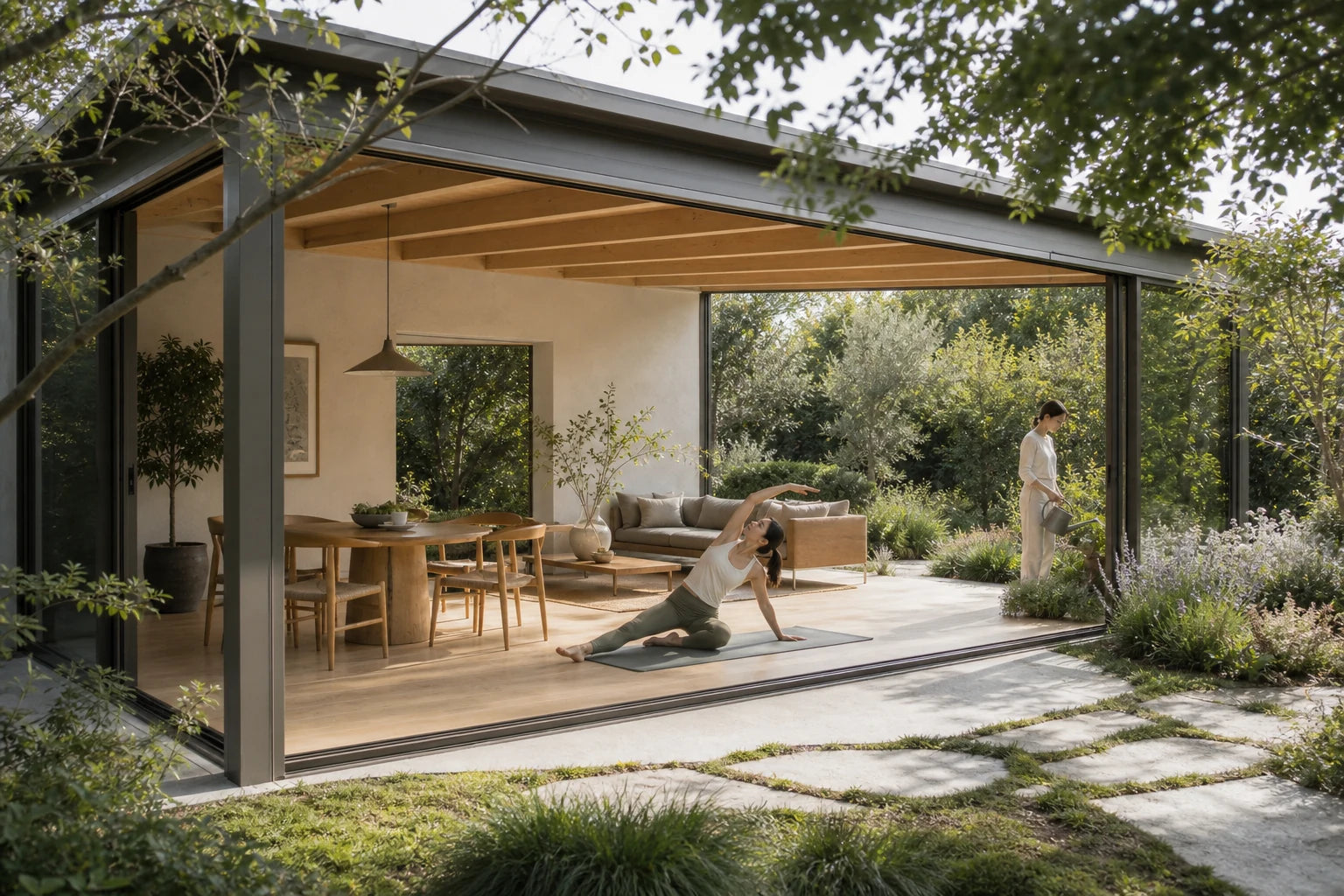 An open garden room with air, movement and landscape fully active